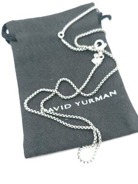 DAVID YURMAN Sterling Silver 1.8mm Unisex Small Box Chain 17-18 inch Necklace